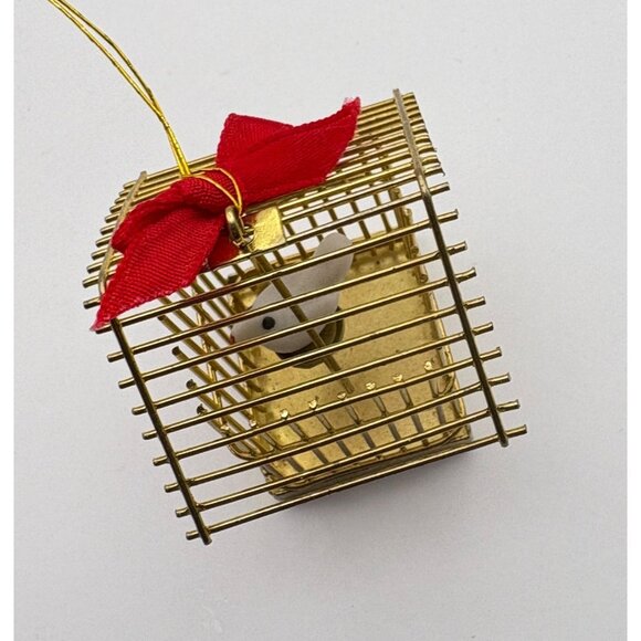 Vintage Gold Tone Miniature Birdcage Christmas Tree Ornament with White Dove - Picture 4 of 7